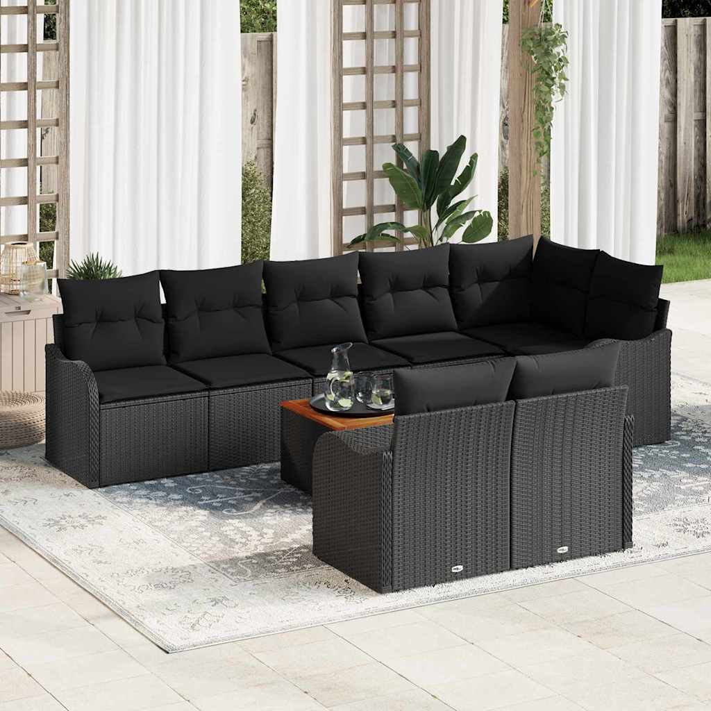 Sjedeća garnitura za vrt 9 kom. Crna poliratan 287,5 x 122,5 x 69 cm