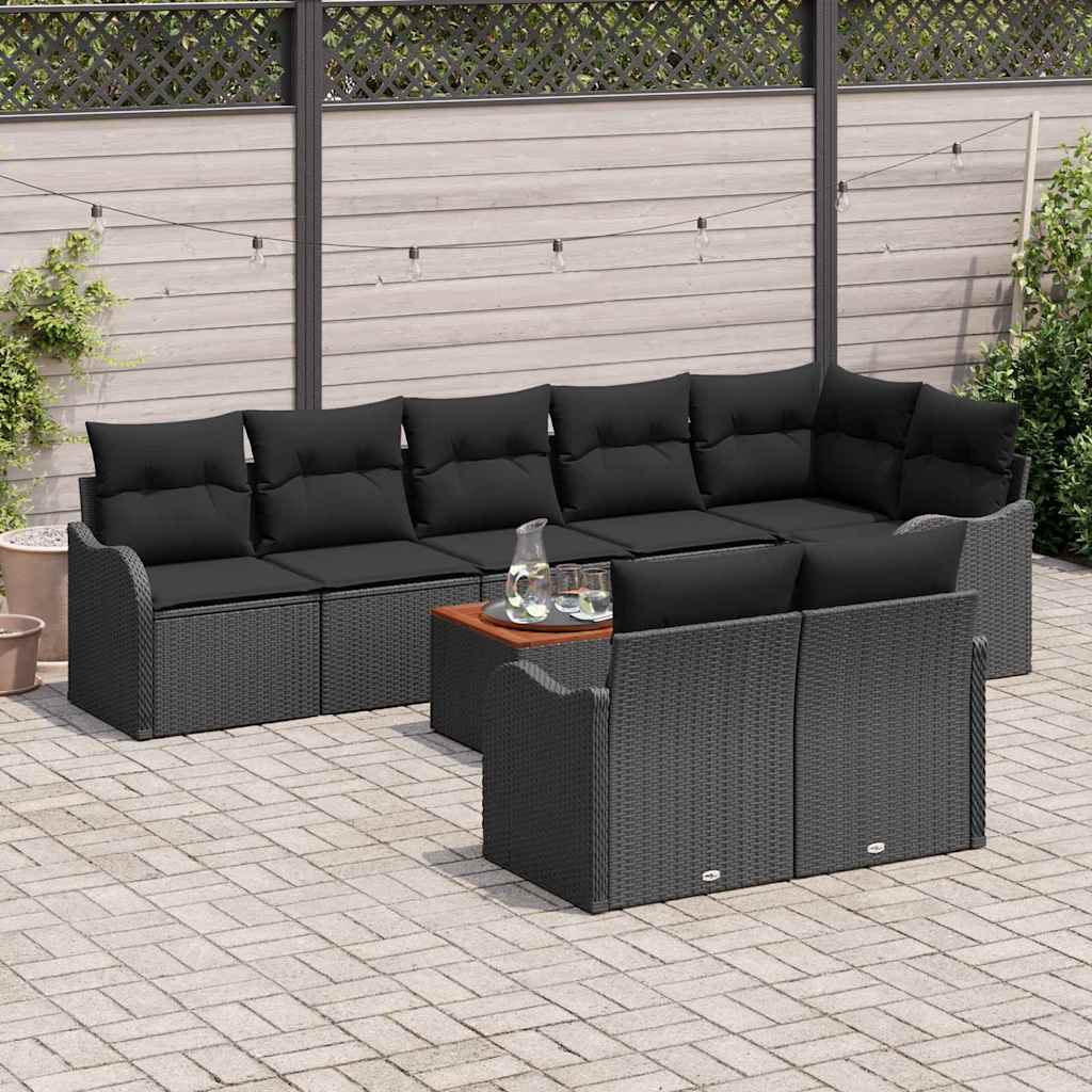 Sjedeća garnitura za vrt 9 kom. Crna poliratan 287,5 x 122,5 x 69 cm