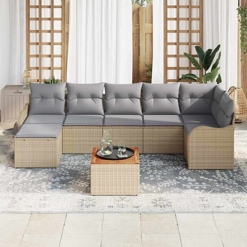 Sjedeća garnitura za vrt 8 kom. Bež i svijetlo siva poliratan 287,5 x 122,5 x 69 cm
