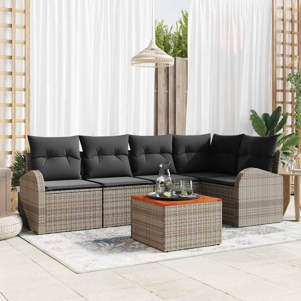 Sjedeća garnitura za vrt 6 kom. Siva poliratan 234 x 124 x 69 cm