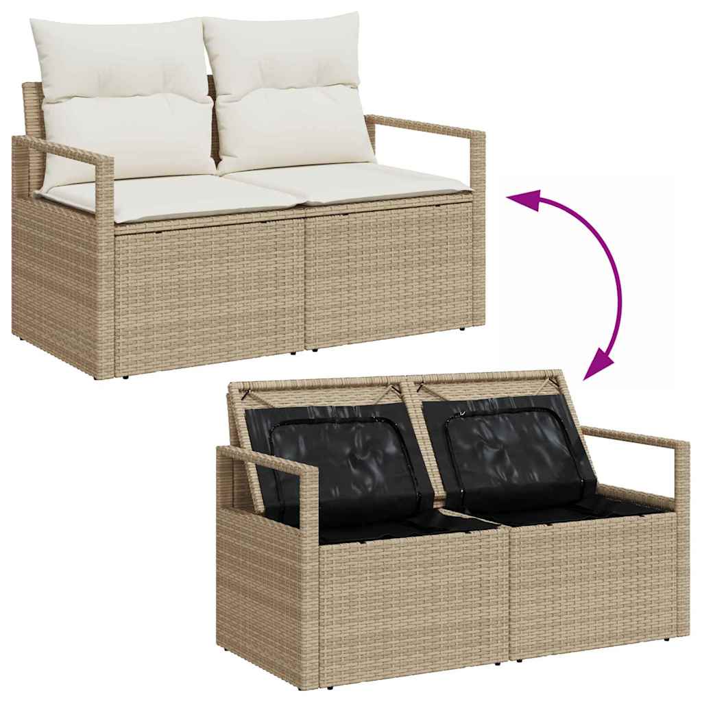 Sjedeća garnitura za vrt s pohranom 5 pcs Bež i krema poliratan