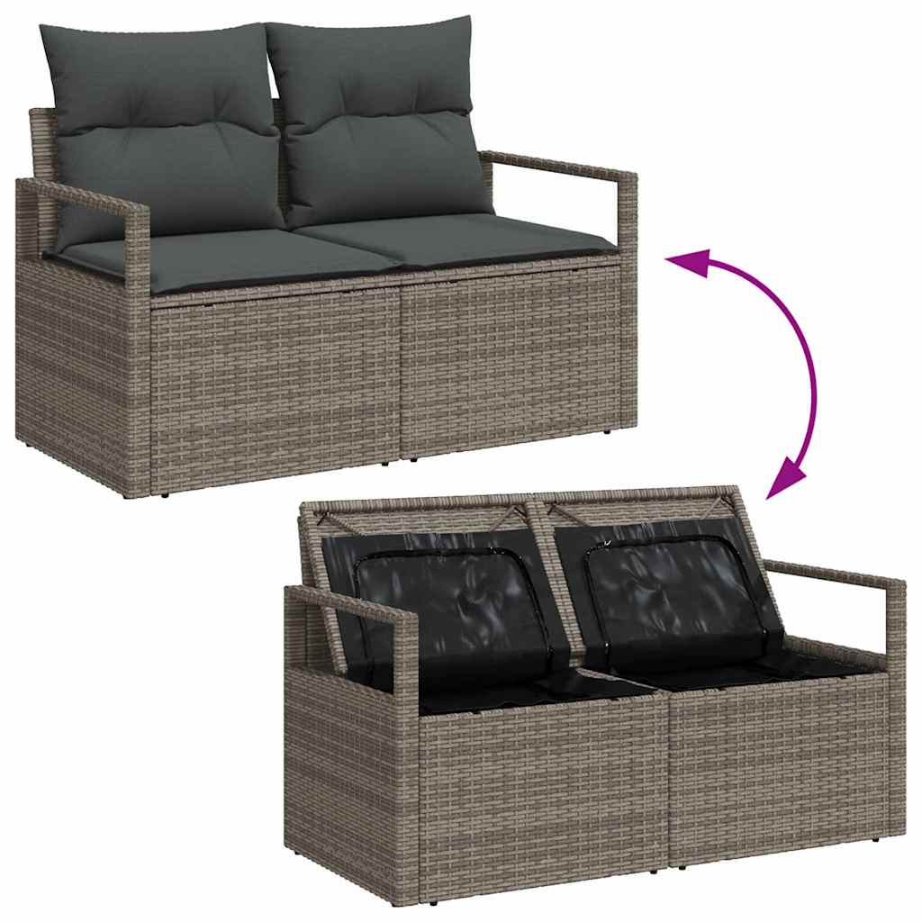 Sjedeća garnitura za vrt s pohranom 8 pcs Siva poliratan
