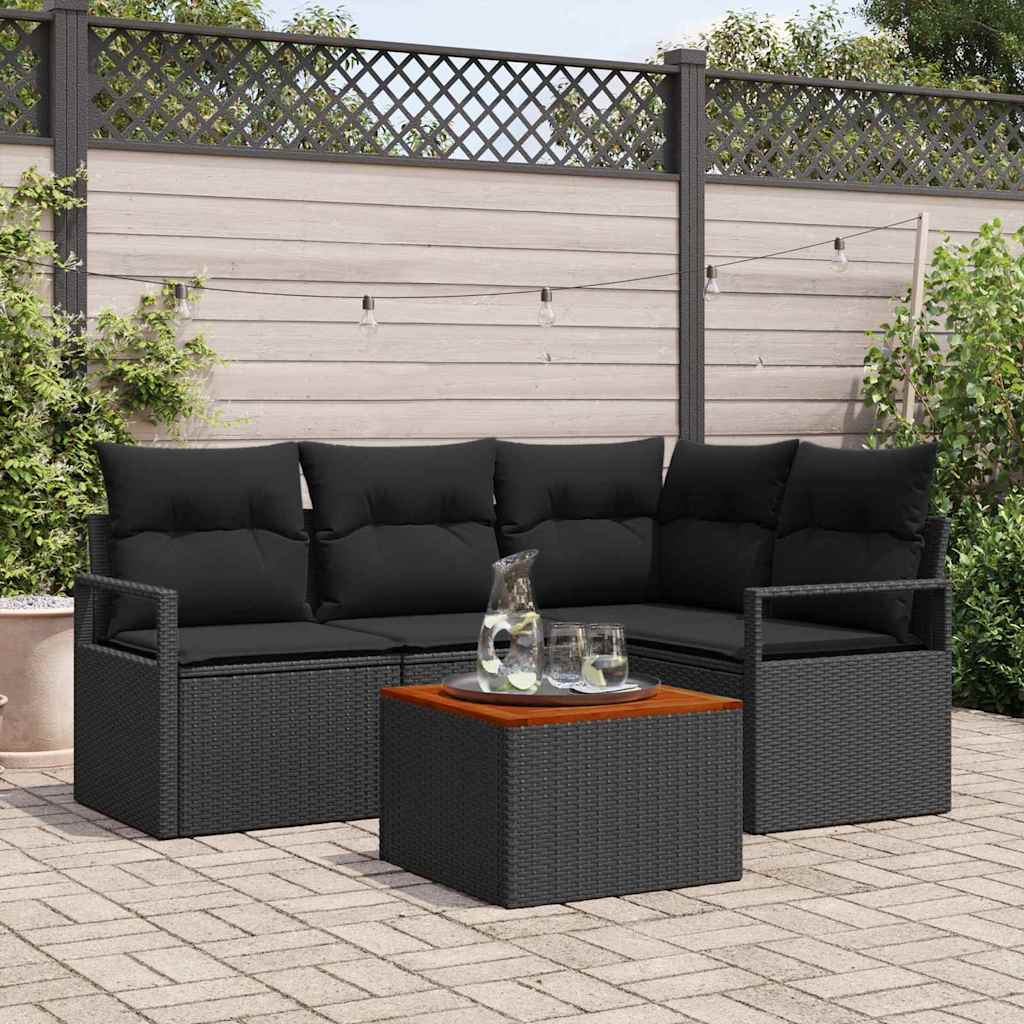 Sjedeća garnitura za vrt 5 kom. Crna poliratan 177 x 122 x 69 cm