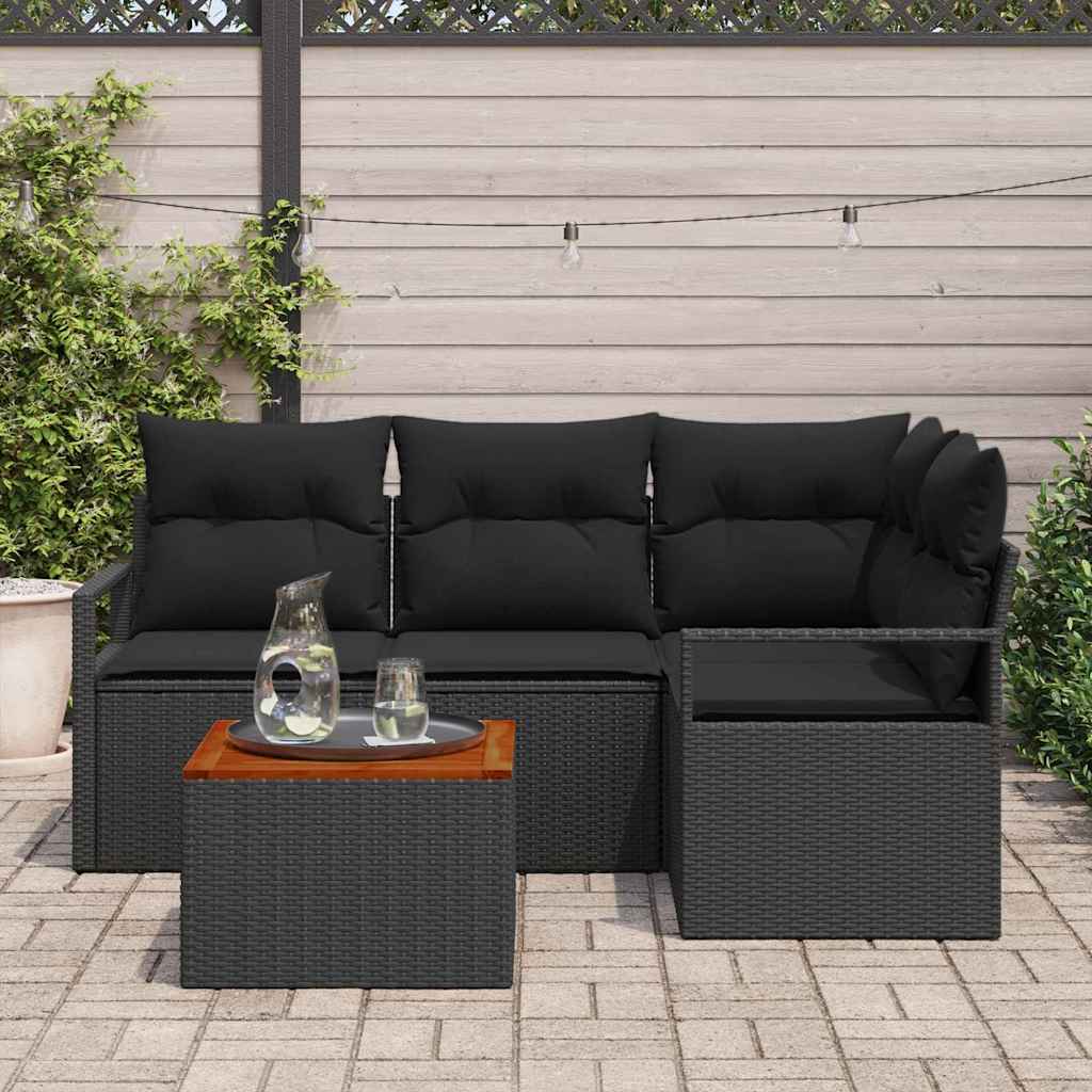 Sjedeća garnitura za vrt 5 kom. Crna poliratan 177 x 122 x 69 cm