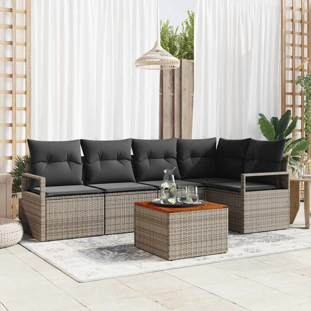 Sjedeća garnitura za vrt 6 kom. Siva poliratan 232 x 122 x 69 cm