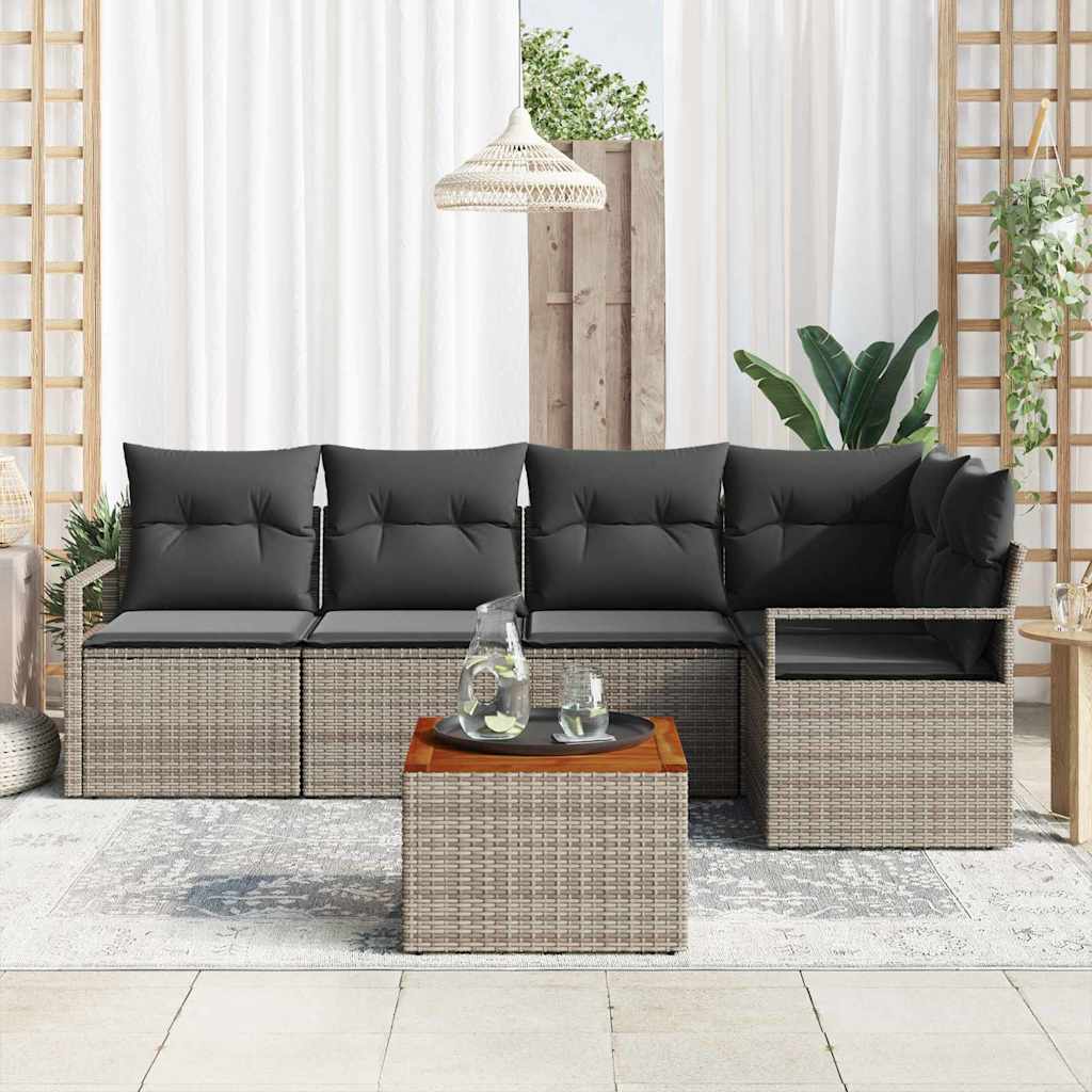 Sjedeća garnitura za vrt 6 kom. Siva poliratan 232 x 122 x 69 cm