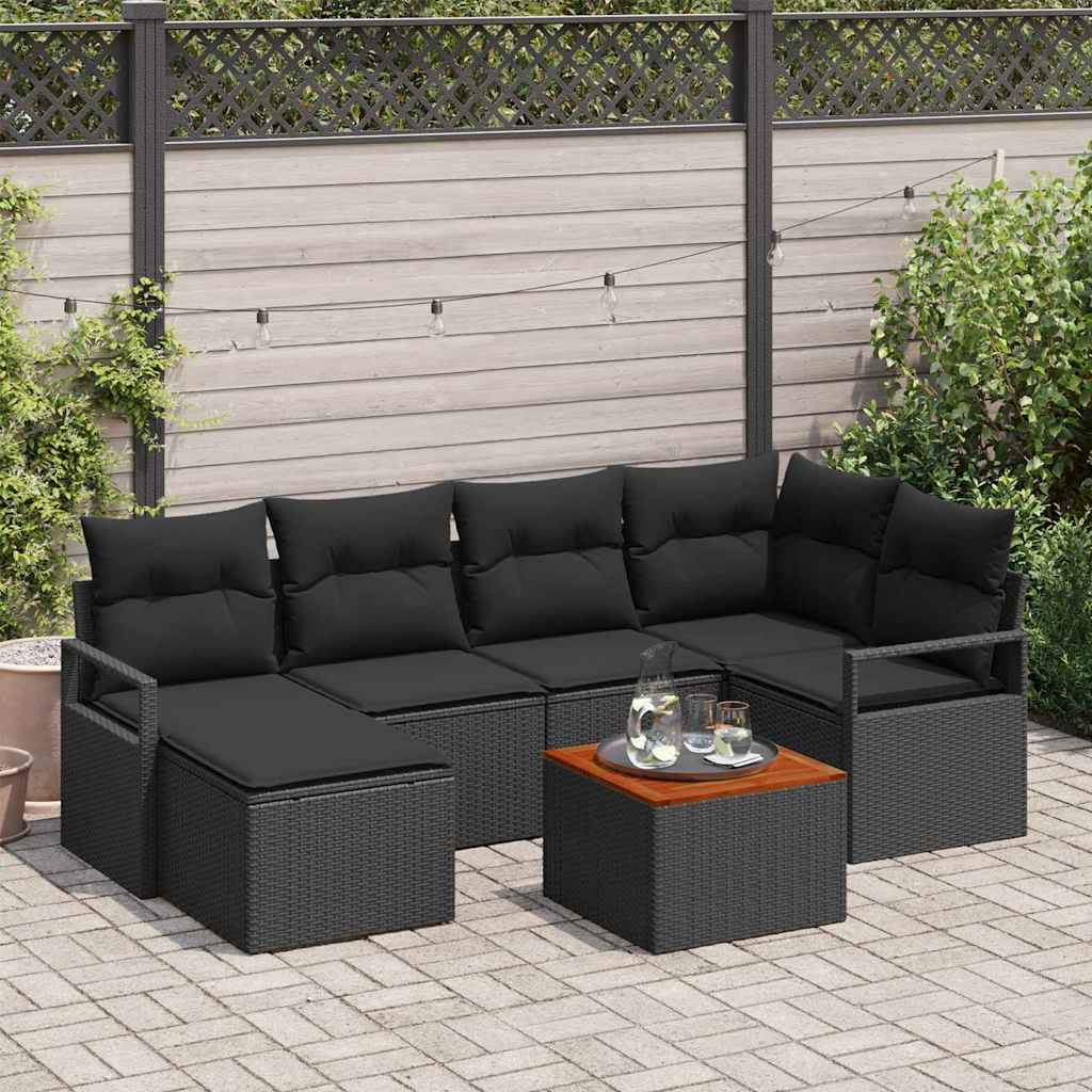 Sjedeća garnitura za vrt 7 kom. Crna poliratan 232 x 122 x 69 cm