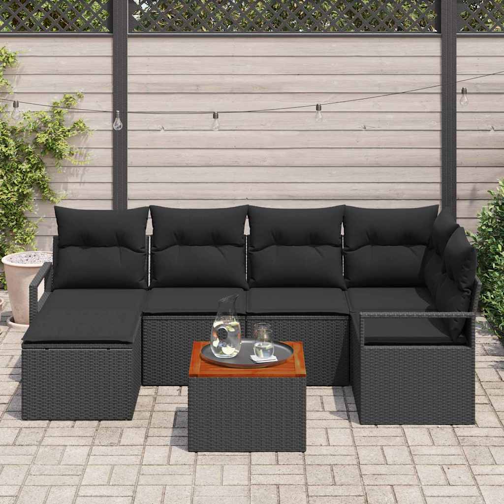 Sjedeća garnitura za vrt 7 kom. Crna poliratan 232 x 122 x 69 cm