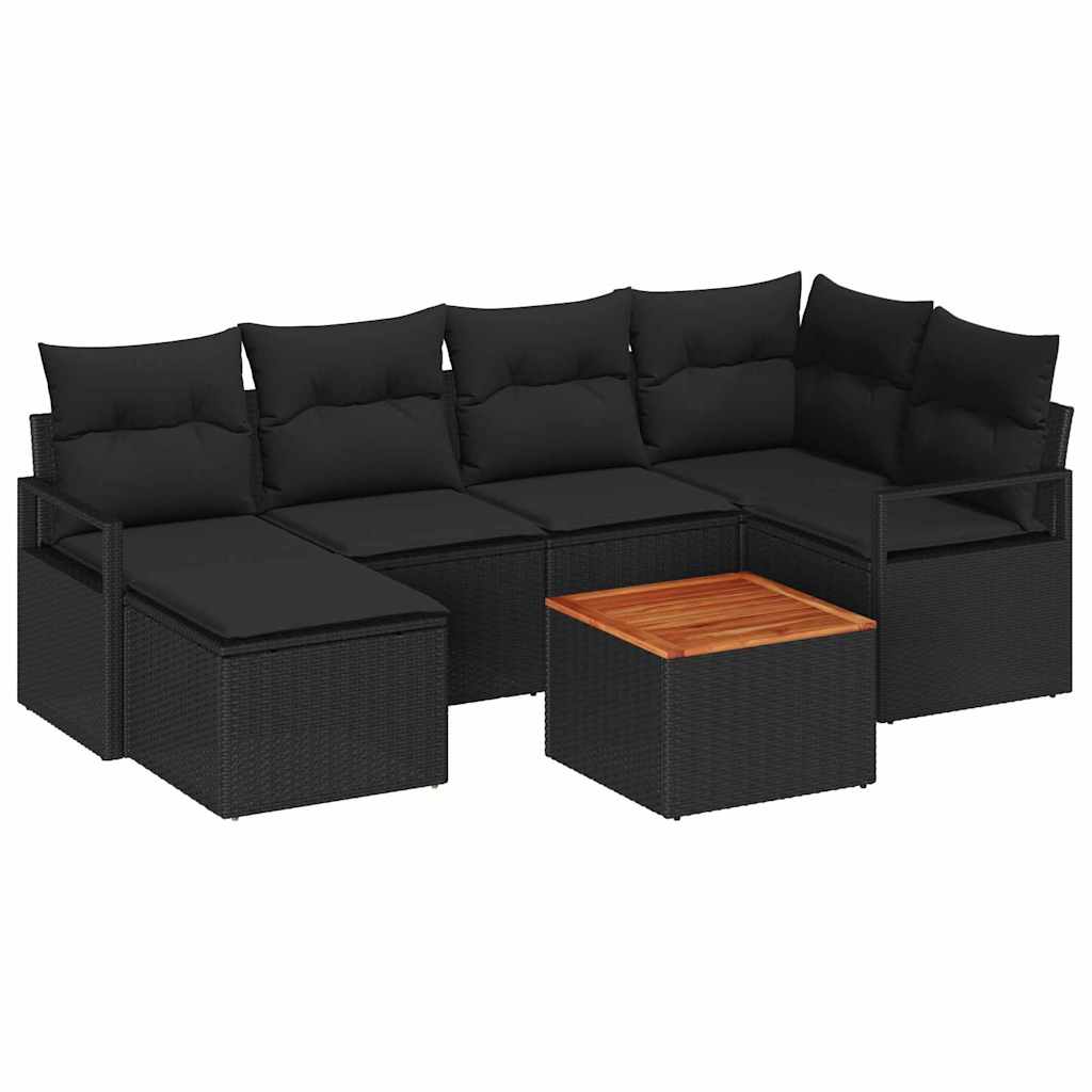 Sjedeća garnitura za vrt 7 kom. Crna poliratan 232 x 122 x 69 cm