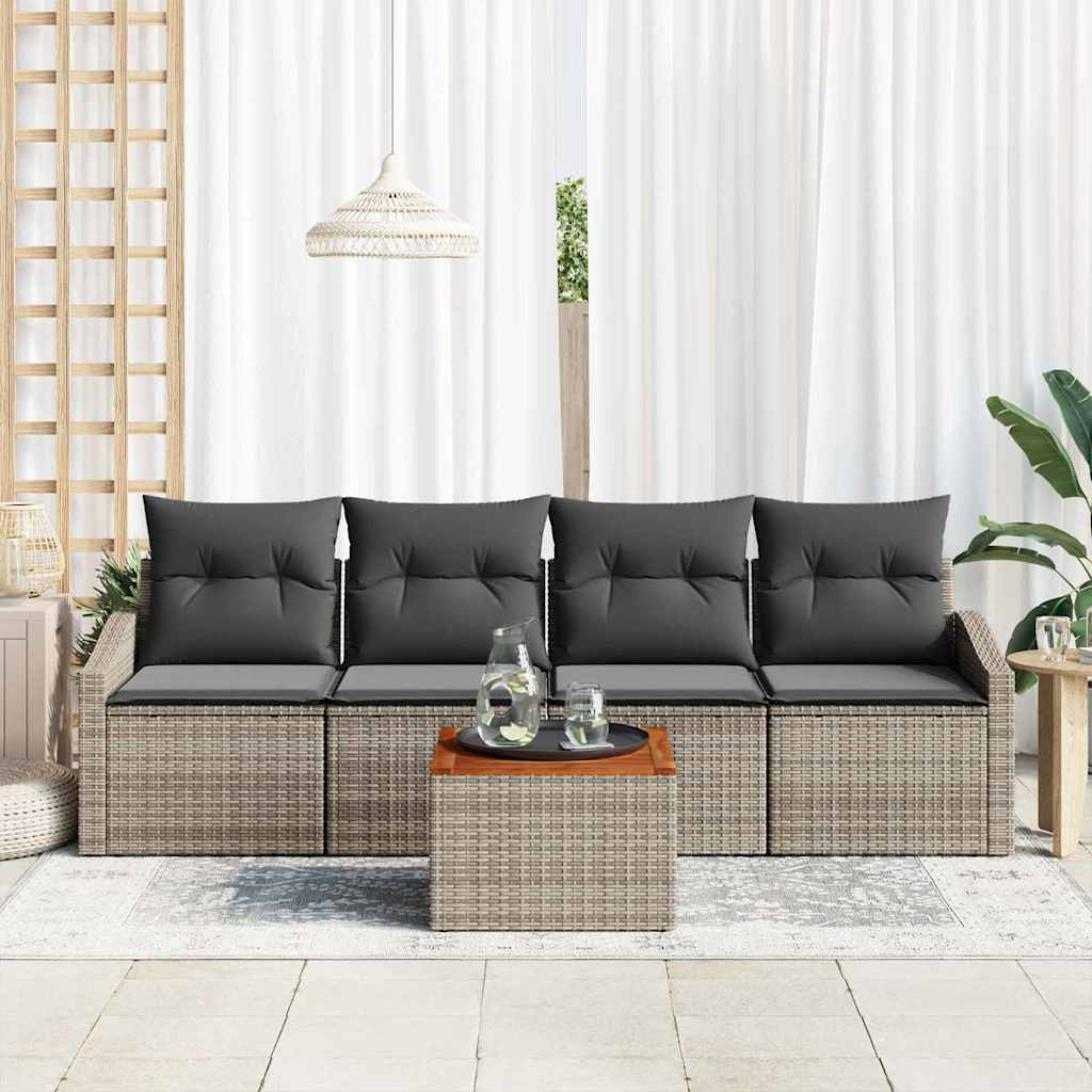 Sjedeća garnitura za vrt 5 kom. Siva poliratan 233 x 62 x 69 cm
