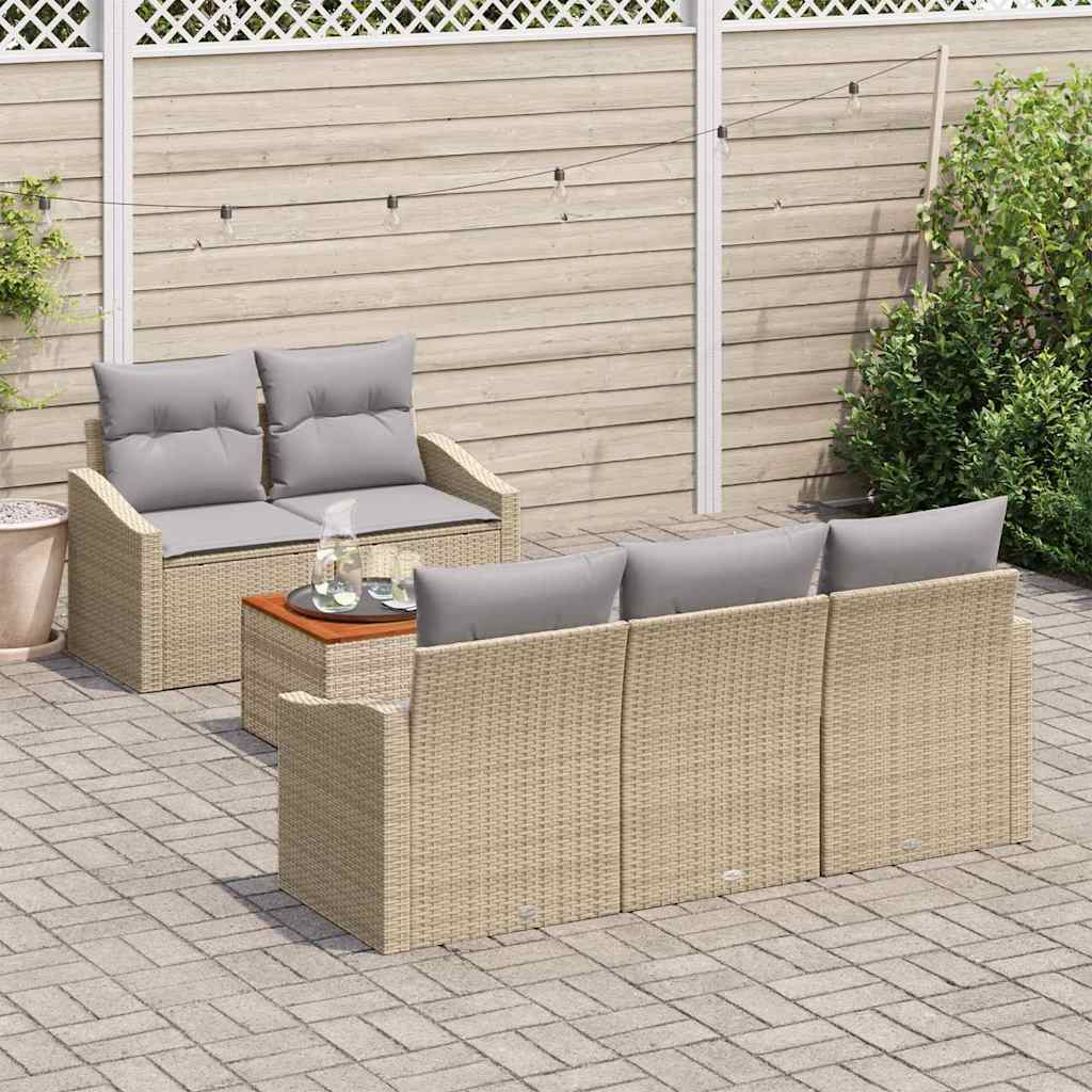 Sjedeća garnitura za vrt 6 kom. Bež i svijetlo siva poliratan 123 x 62 x 69 cm