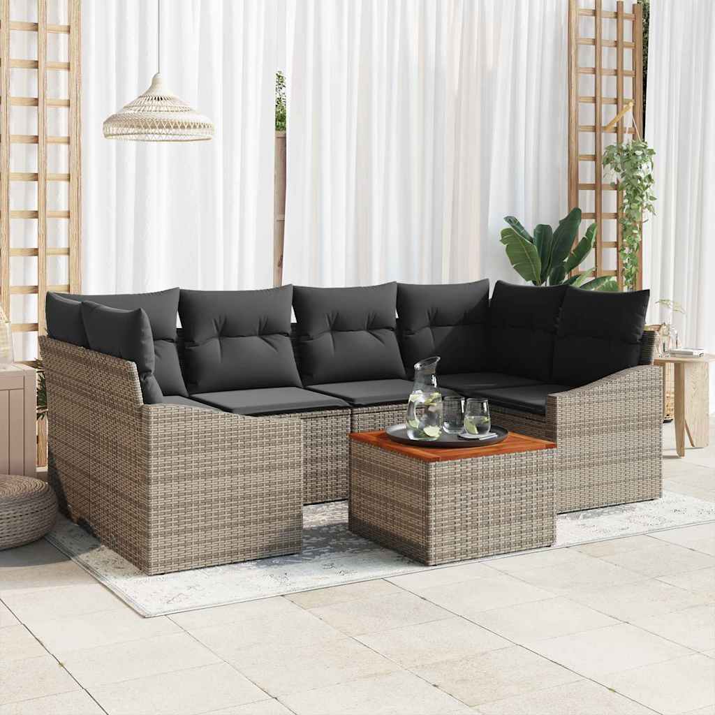 Sjedeća garnitura za vrt 7 kom. Siva poliratan 234 x 123,5 x 69 cm