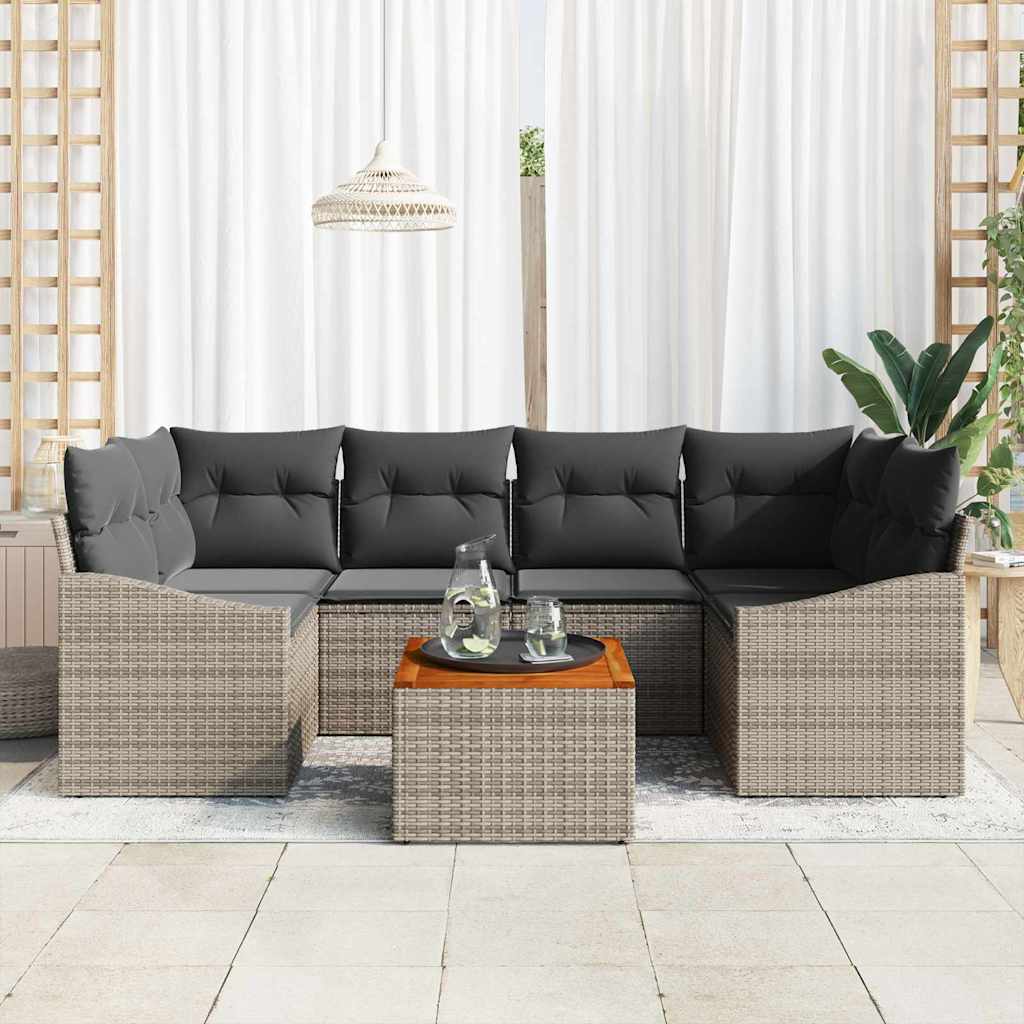 Sjedeća garnitura za vrt 7 kom. Siva poliratan 234 x 123,5 x 69 cm