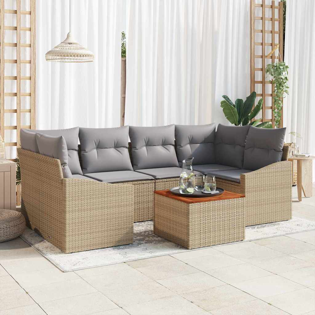 Sjedeća garnitura za vrt 7 kom. Bež i svijetlo siva poliratan 234 x 123,5 x 69 cm