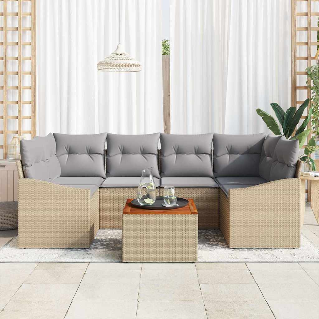 Sjedeća garnitura za vrt 7 kom. Bež i svijetlo siva poliratan 234 x 123,5 x 69 cm