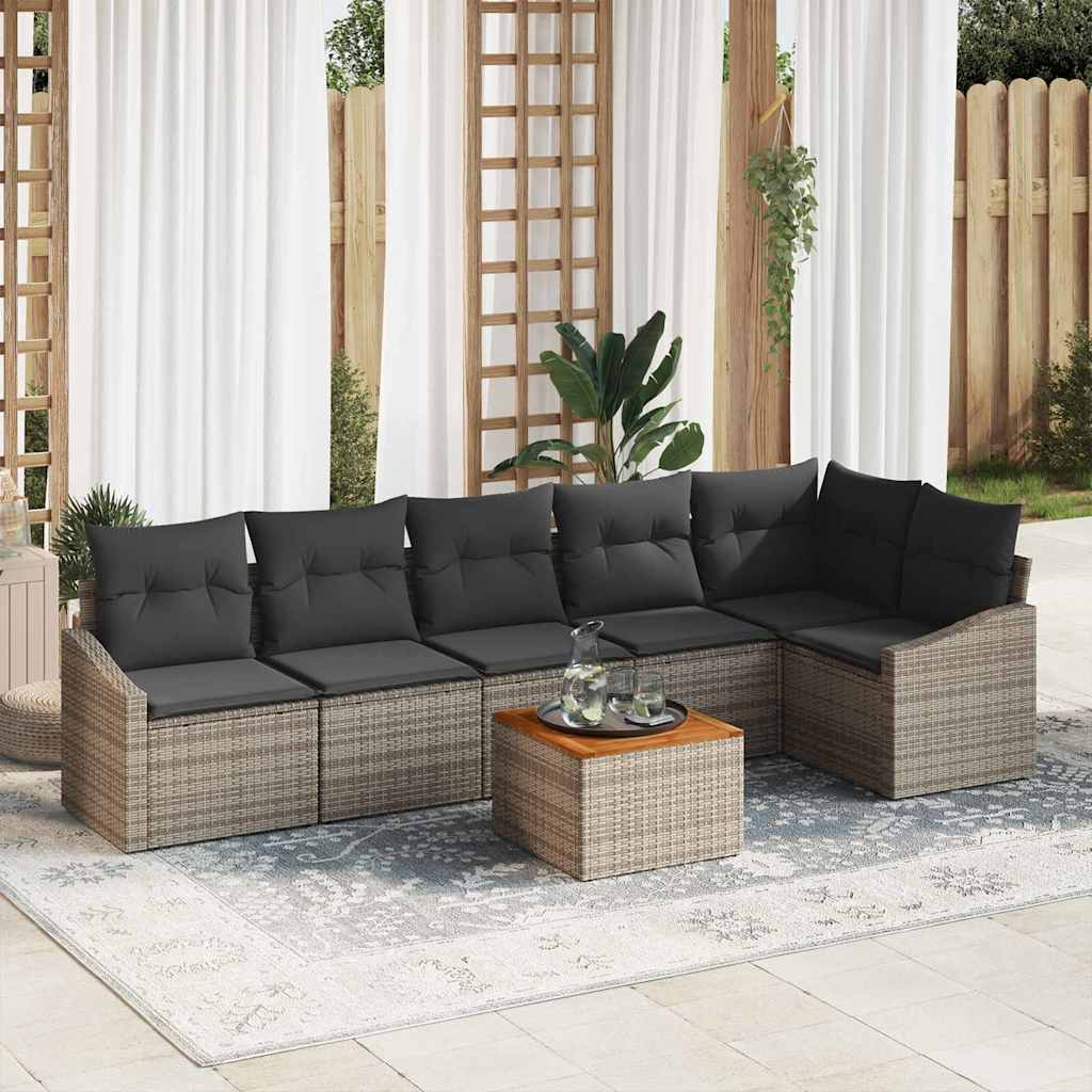 Sjedeća garnitura za vrt 7 kom. Siva poliratan 288,5 x 123,5 x 69 cm