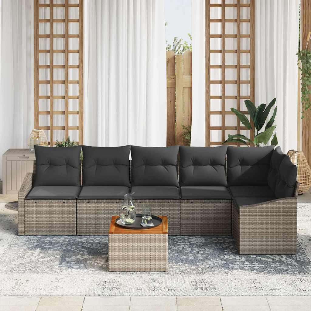 Sjedeća garnitura za vrt 7 kom. Siva poliratan 288,5 x 123,5 x 69 cm