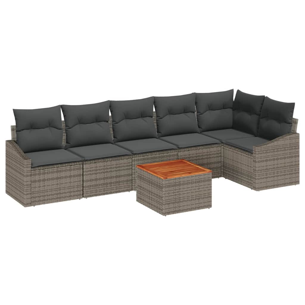 Sjedeća garnitura za vrt 7 kom. Siva poliratan 288,5 x 123,5 x 69 cm