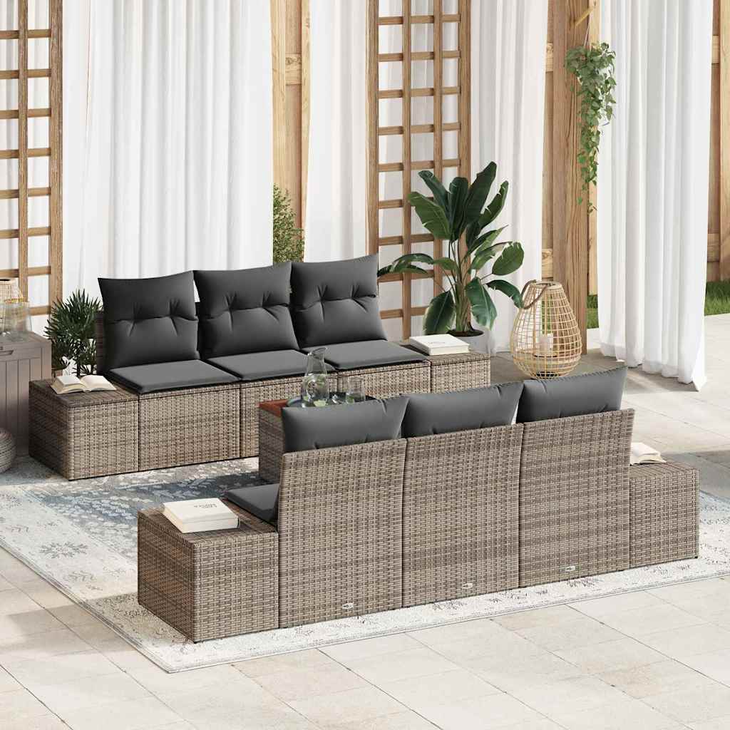 Sjedeća garnitura za vrt 7 kom. Siva poliratan 239 x 62 x 69 cm