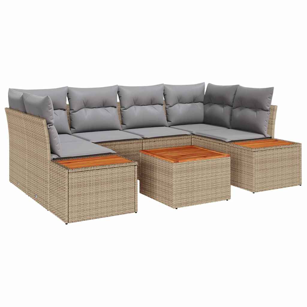 Sjedeća garnitura za vrt s jastukom 6 pcs Bež Poli ratan