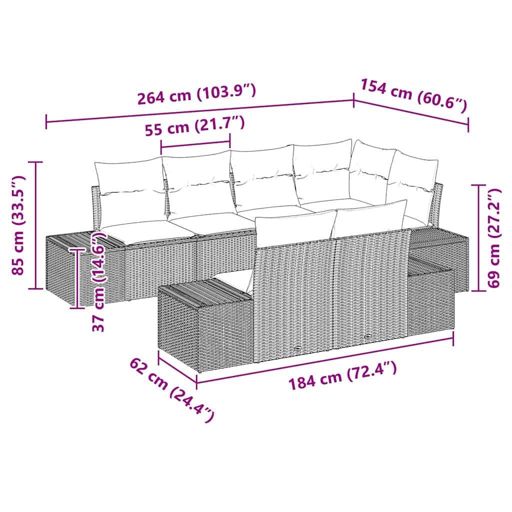 Sjedeća garnitura za vrt 7 pcs Bež i krema Poliratana