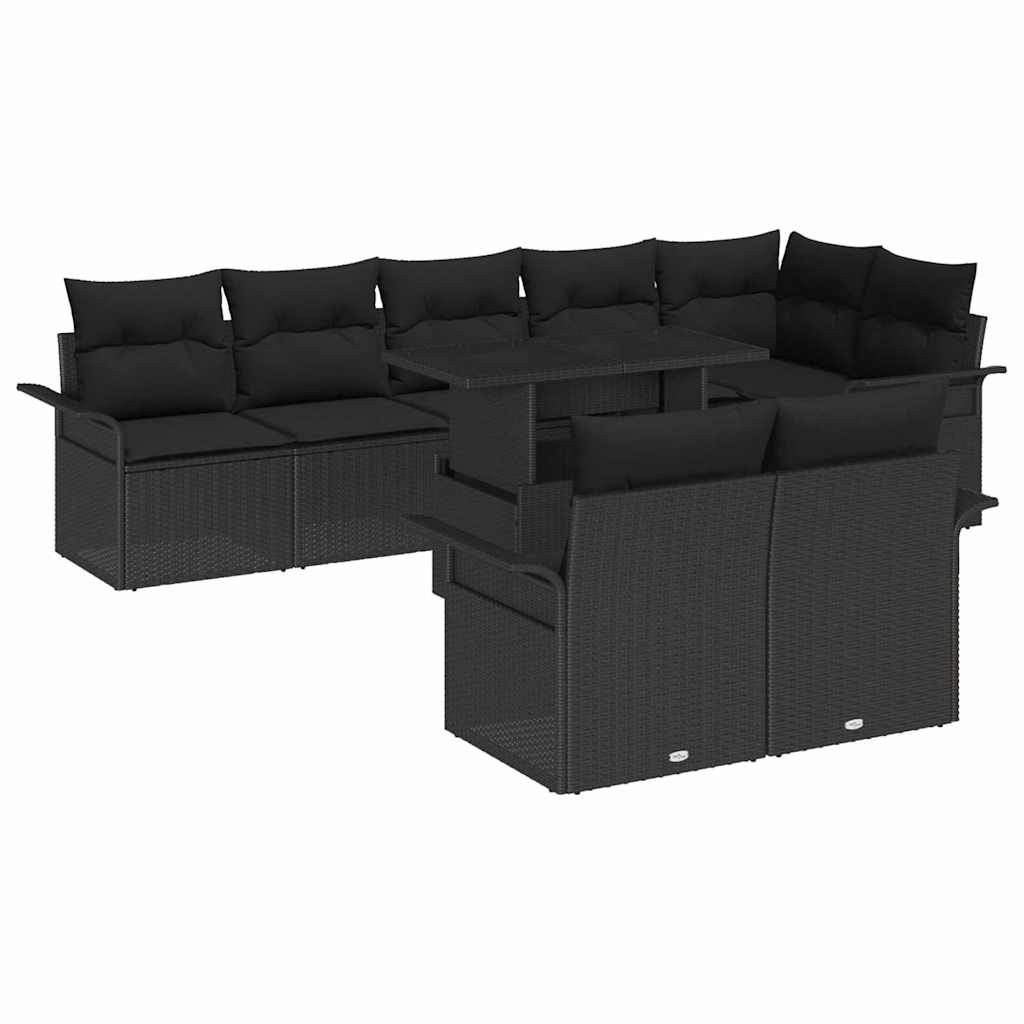 Sjedeća garnitura za vrt 9 kom. Crna [Sintetički]: Poli Ratan 297,5 x 132,5 x 85 cm