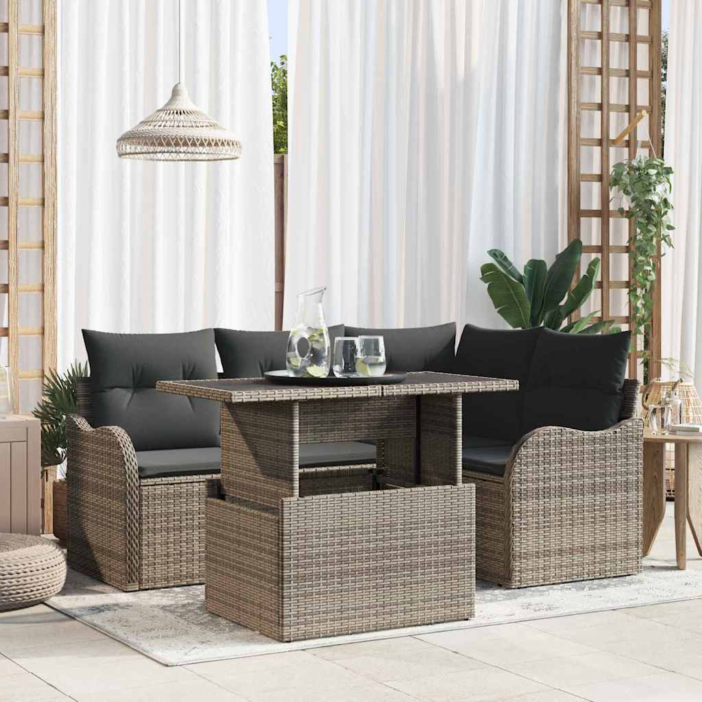 Sjedeća garnitura za vrt 5 kom. Siva Poli Ratan 177,5 x 122,5 x 85 cm