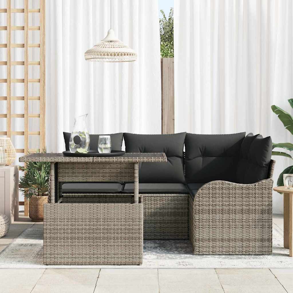 Sjedeća garnitura za vrt 5 kom. Siva Poli Ratan 177,5 x 122,5 x 85 cm