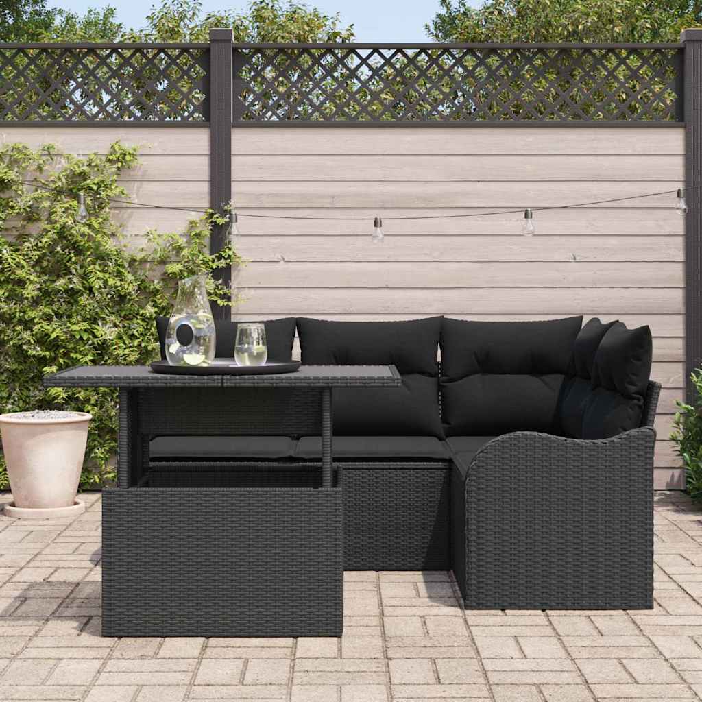 Sjedeća garnitura za vrt 5 kom. Crna Poli Ratan 177,5 x 122,5 x 85 cm