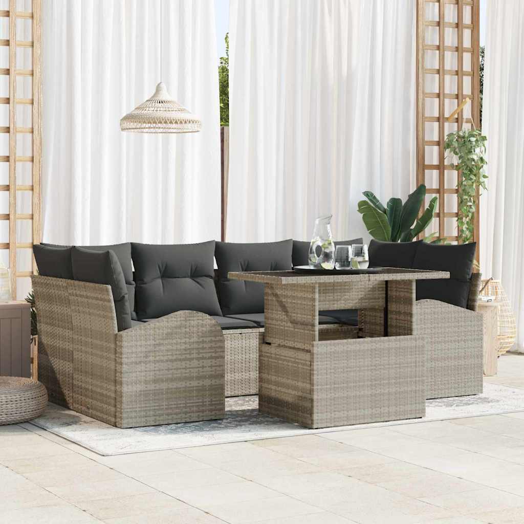 Sjedeća garnitura za vrt 7 kom. Svijetlo siva Poli Ratan Svjetlosiva 234 x 124 x 85 cm