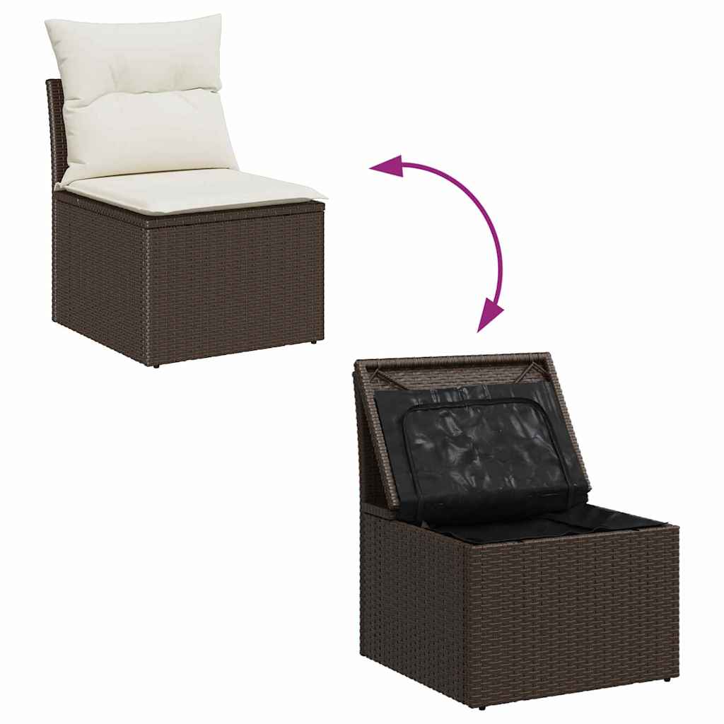 Sjedeća garnitura za vrt s jastukom 11 pcs Smeđa Poli ratan