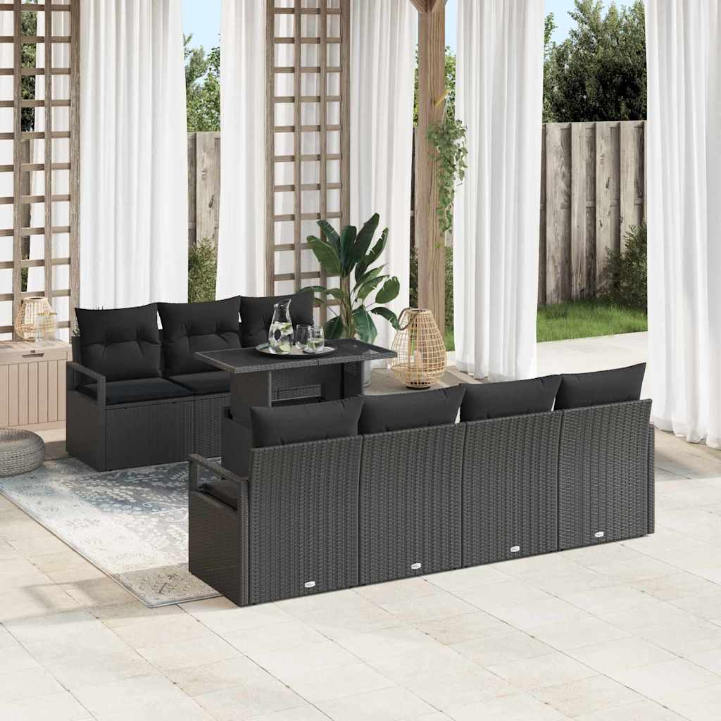 Sjedeća garnitura za vrt 8 kom. Crna Poli ratan 230 x 62 x 85 cm