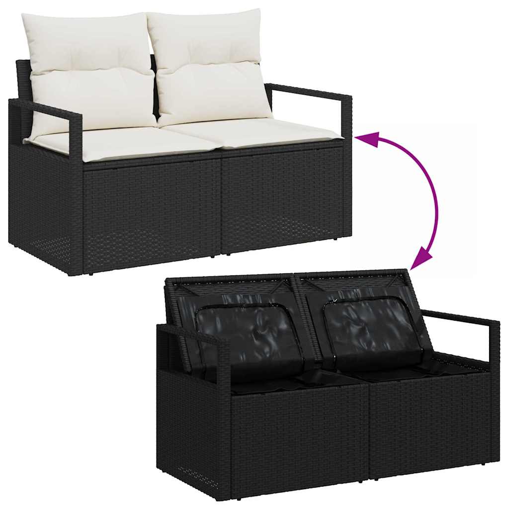 Sjedeća garnitura za vrt s pohranom 8 pcs Crna Poli ratan