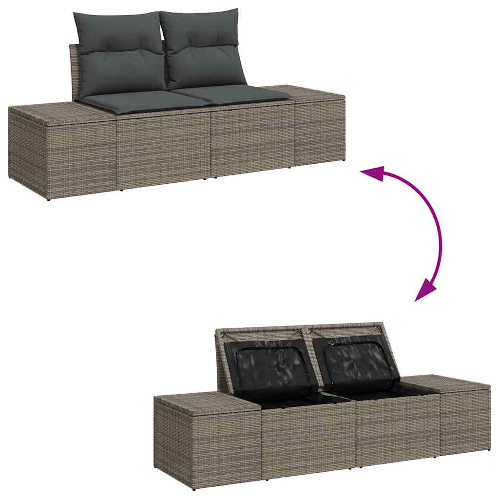 Sjedeća garnitura za vrt s jastukom s pohranom 9 pcs Siva