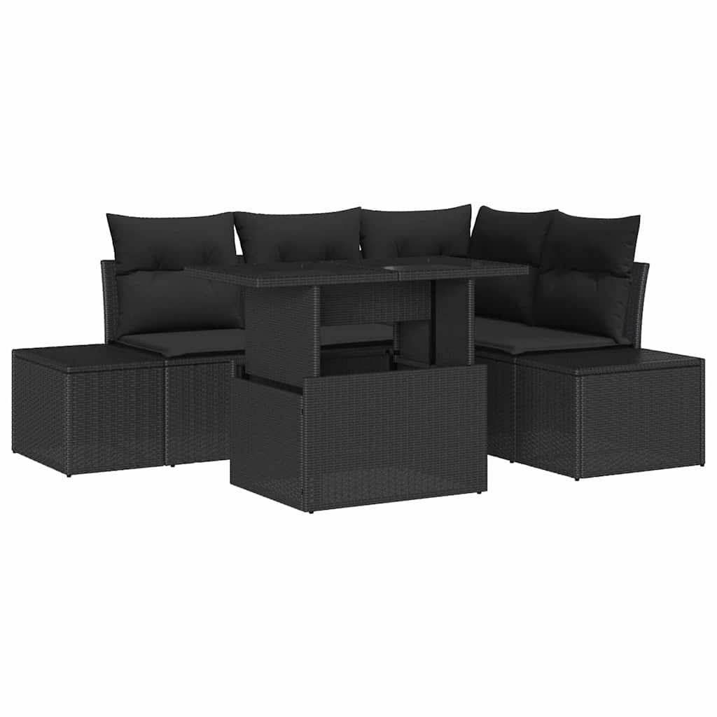 Sjedeća garnitura za vrt 5 kom. Crna poliratan 209 x 154 x 85 cm
