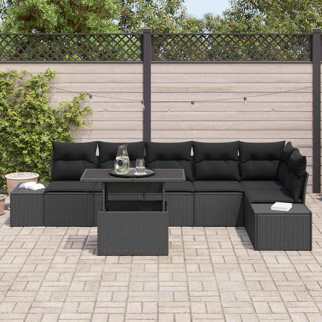 Sjedeća garnitura za vrt 7 kom. Crna poliratan 319 x 154 x 85 cm