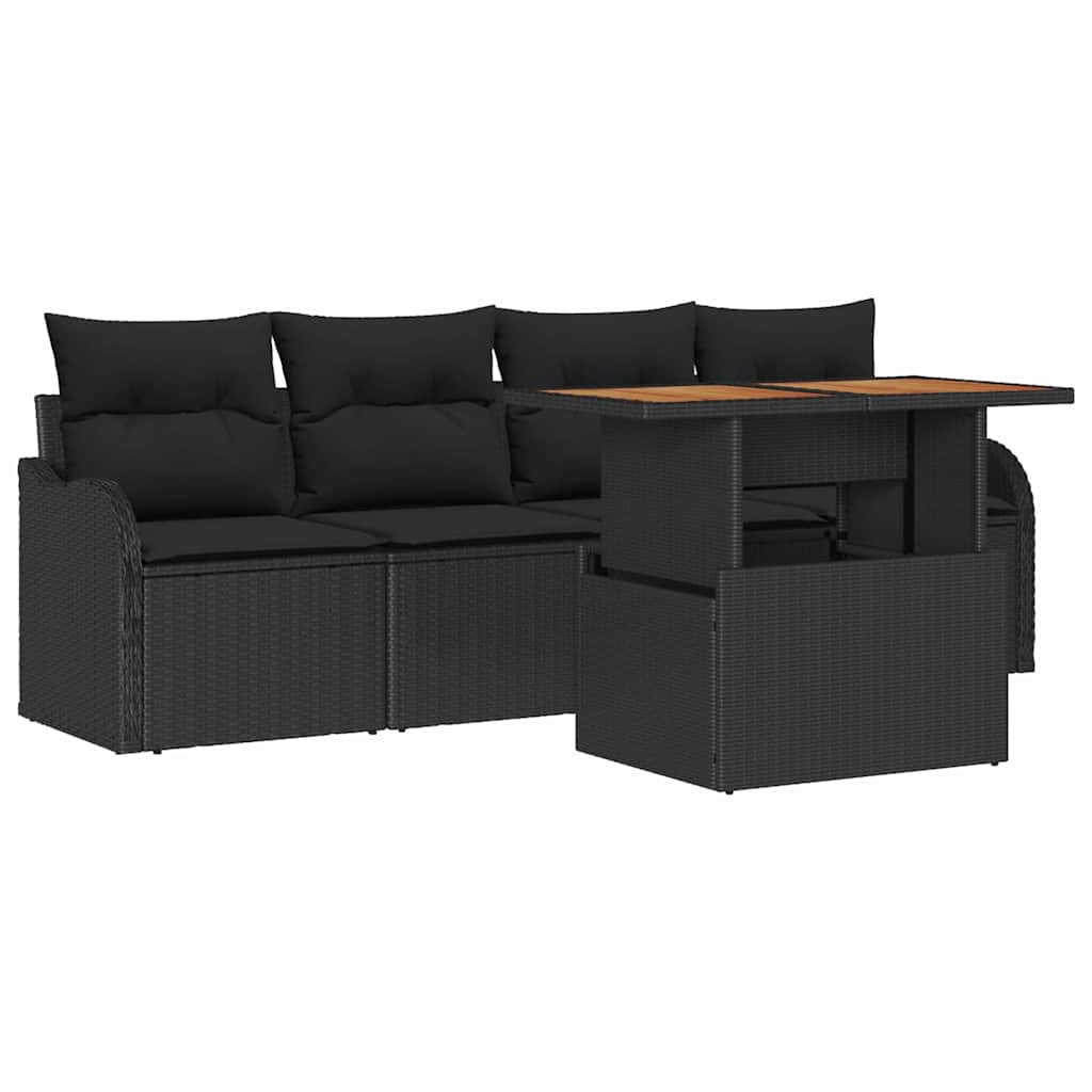 Sjedeća garnitura za vrt 5 kom. Crna poliratan 231 x 62 x 69 cm