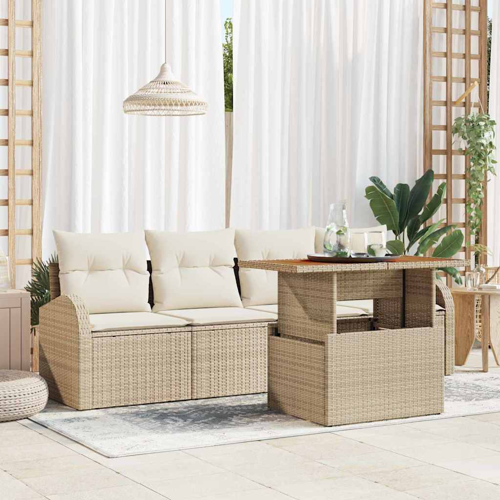 Sjedeća garnitura za vrt s pohranom 5 pcs Bež Poli ratan