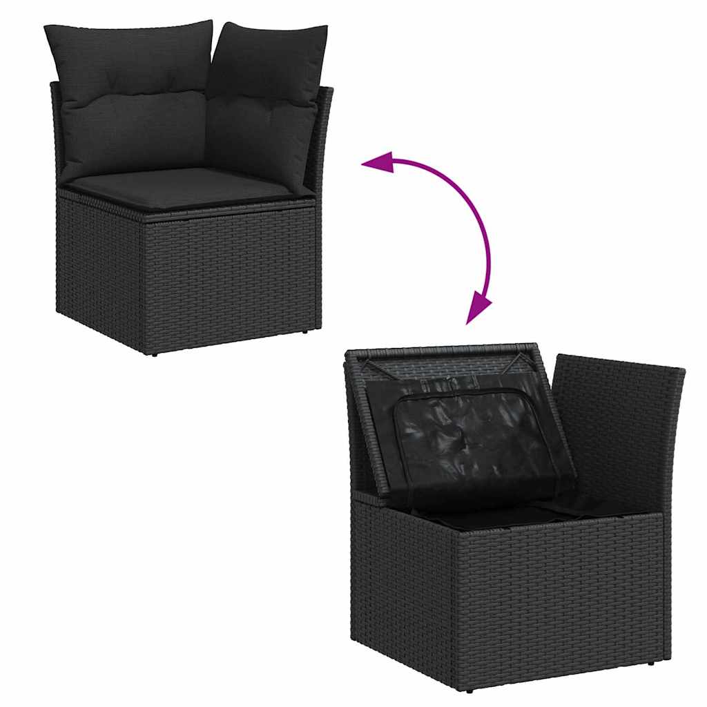 Sjedeća garnitura za vrt 8 kom. Crna Poli ratan