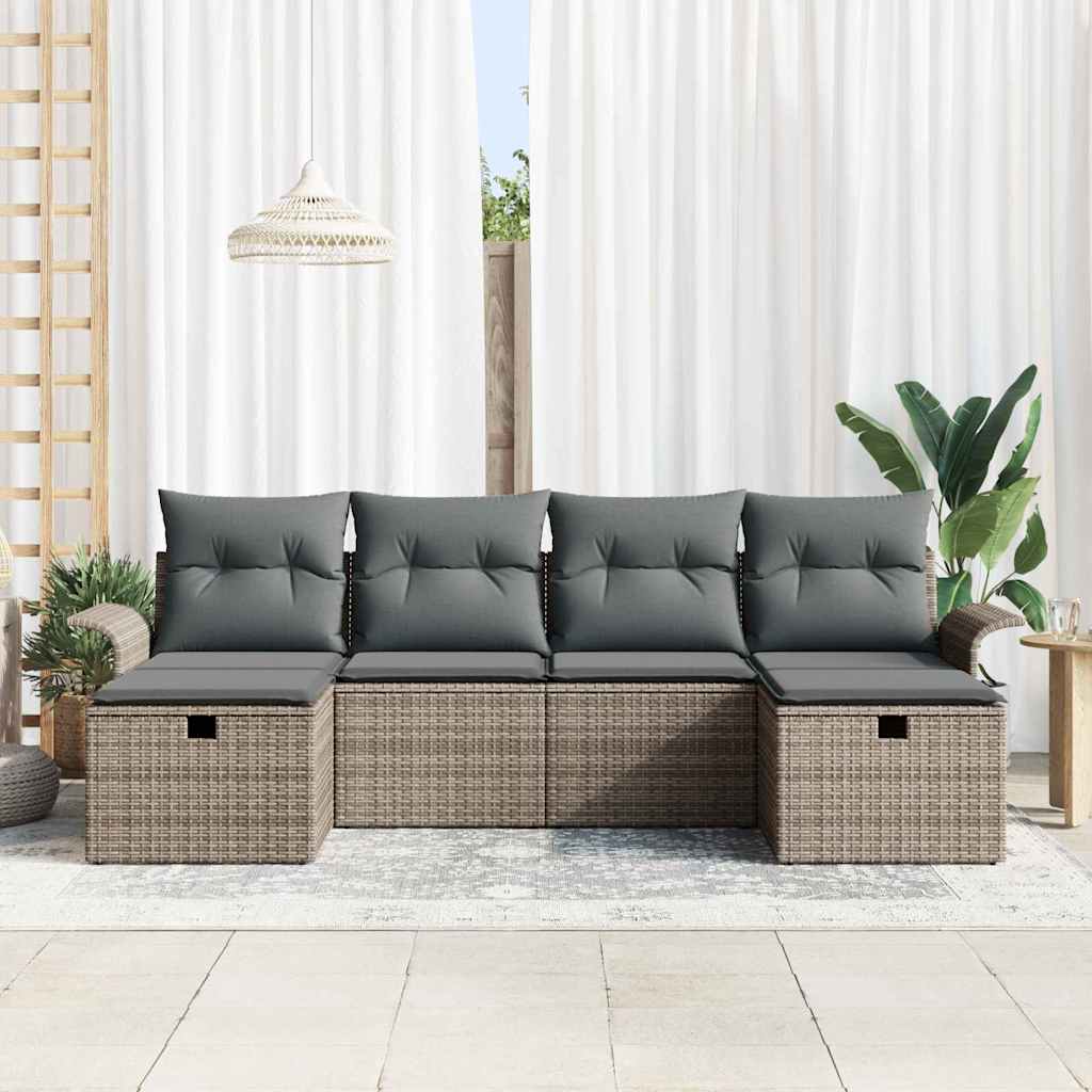 Sjedeća garnitura za vrt 6 kom. Siva poliratan 251 x 117 x 85 cm