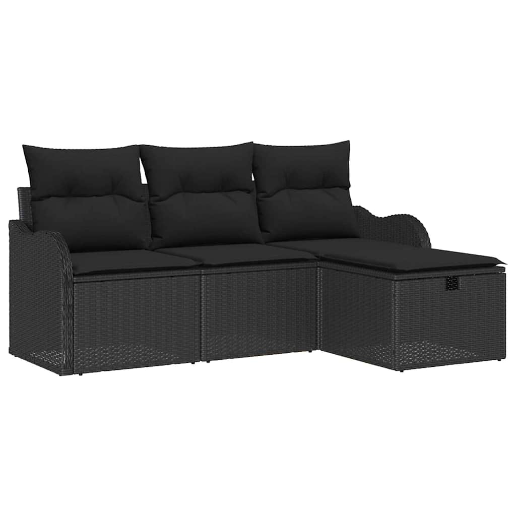 Sjedeća garnitura za vrt 4 kom. Crna poliratan