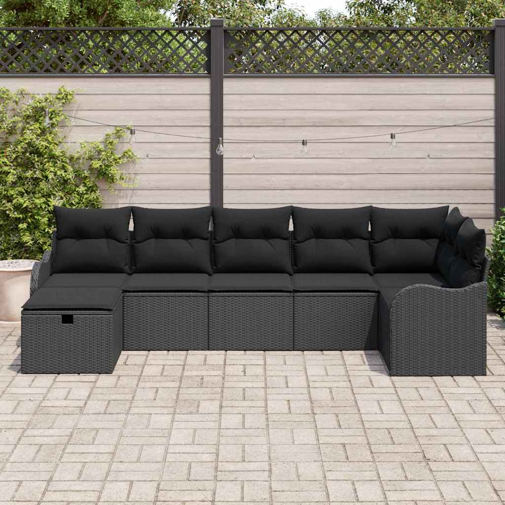 Set sofe s jastukom s pohranom 7 pcs Crna poliratan