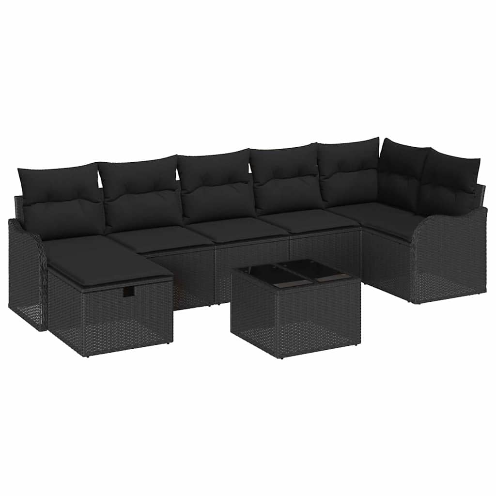 Set sofe s jastukom s pohranom 8 pcs Crna poliratan