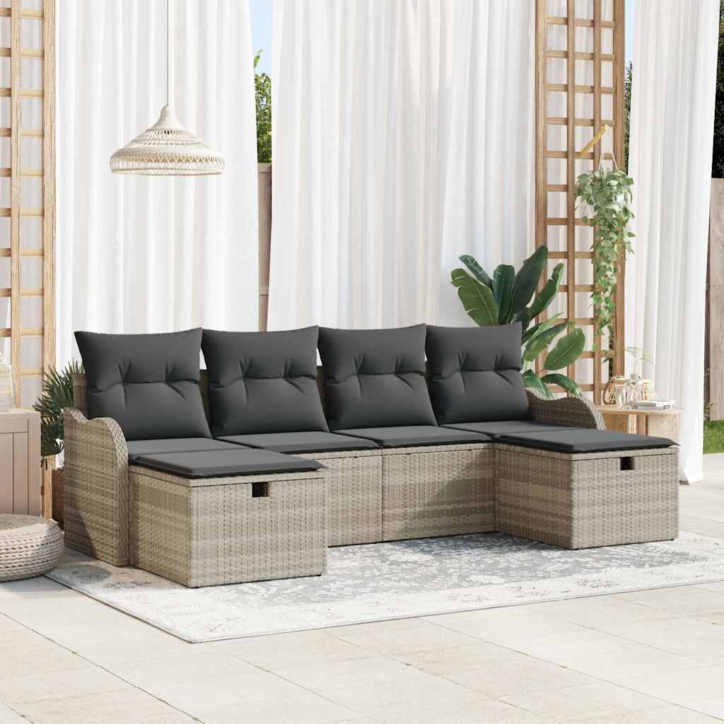 Set sofe 6 kom. 6-Broj sjedala Svijetlo siva poliratan Svjetlosiva 231 x 117 x 85 cm