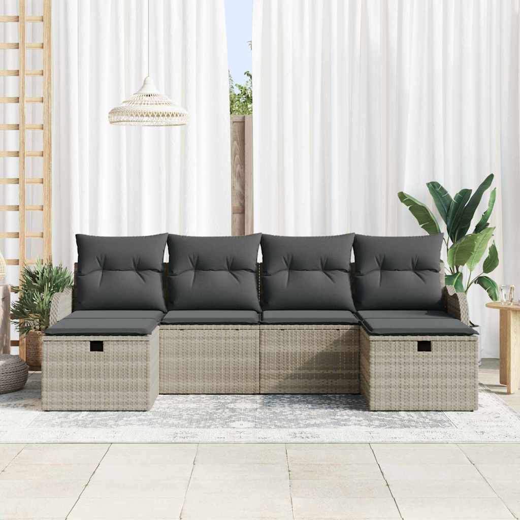 Set sofe 6 kom. 6-Broj sjedala Svijetlo siva poliratan Svjetlosiva 231 x 117 x 85 cm