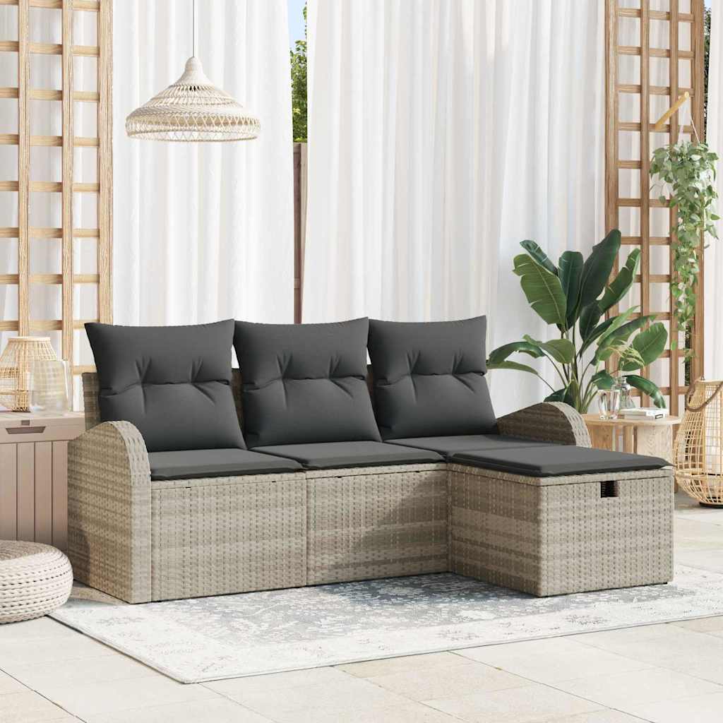 Set sofe s jastukom s pohranom 4 pcs Svijetlo siva poliratan