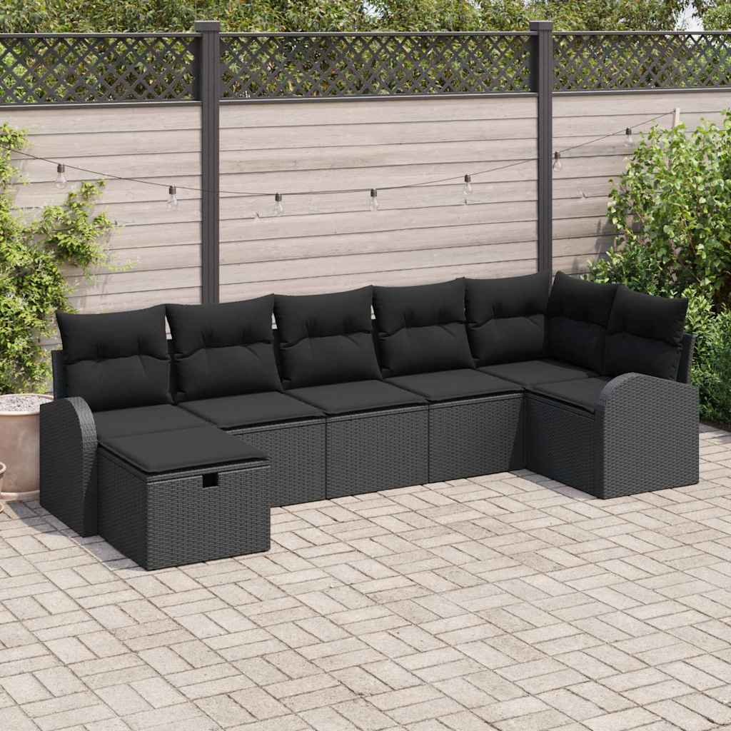 Set sofe s jastukom s pohranom 7 pcs Crna poliratan