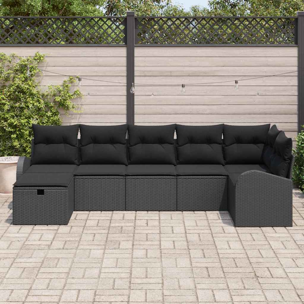 Set sofe s jastukom s pohranom 7 pcs Crna poliratan