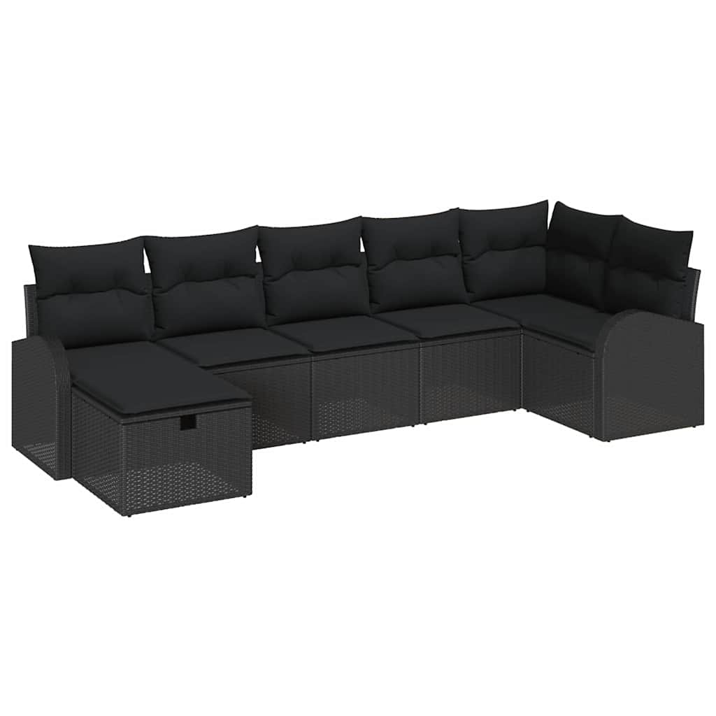 Set sofe s jastukom s pohranom 7 pcs Crna poliratan