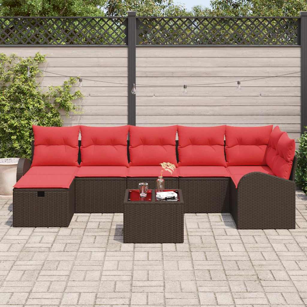 Set sofe s jastukom s pohranom 8 pcs Smeđa i crvena poliratan